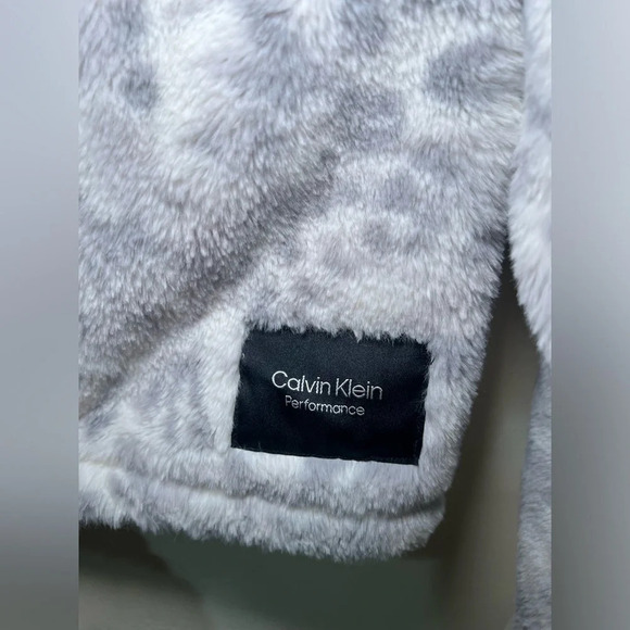 Calvin Klein Gray Animal Print Fleece Pullover - Picture 5 of 7